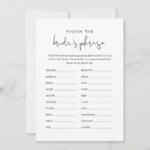 STELLA Eindig de Bride's Phrase Bridal Game Kaart (Voorkant)