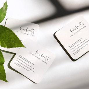 STELLA Fun Facts Over de bruid en bruidegom Vierkante Kartonnen Onderzetter