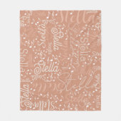 Stella gepersonaliseerde naam muzieknoten boho roo fleece deken (Voorkant)