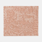 Stella gepersonaliseerde naam muzieknoten boho roo fleece deken (Voorkant (Horizontaal))