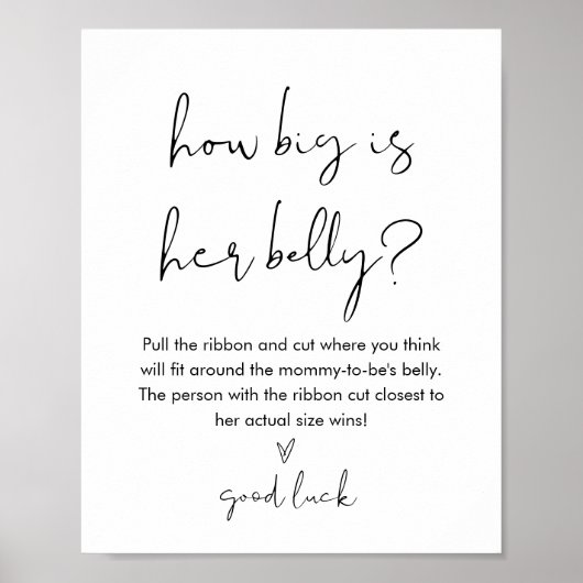 STELLA Hoe groot is haar buikje Baby Shower Spel Poster (Voorkant)