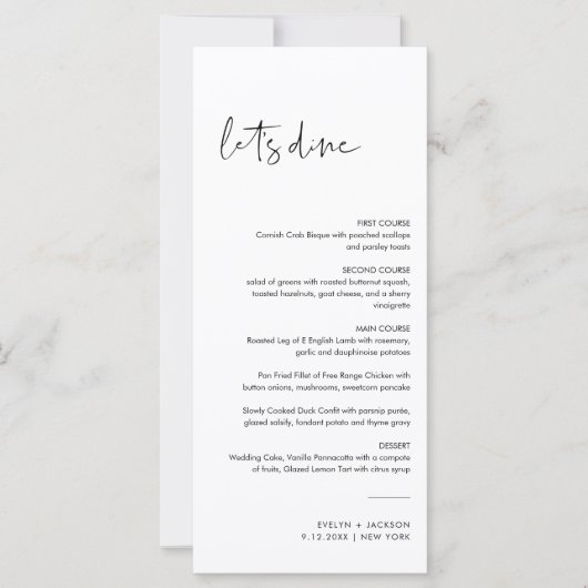 STELLA Menu Mariage minimaliste 4x9 (Devant)