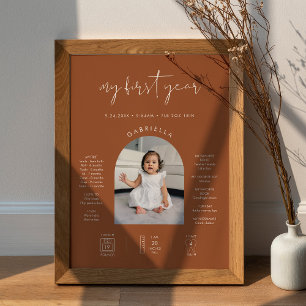 STELLA Minimalist Sienna 1e Verjaardag Milestone Poster