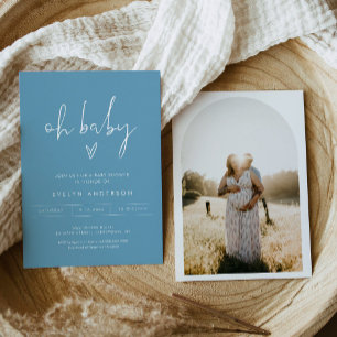 STELLA Minimaliste Photo Oh Baby shower Invitation