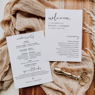 STELLA Minimalistisch huwelijksprogramma 5x7 Kaart