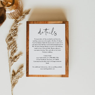 STELLA Minimalistische bruiloft Details Kaart, 3.5 Informatiekaartje