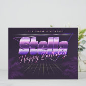Stella Name Prénom lila retro Carte Anniversaire (Debout devant)