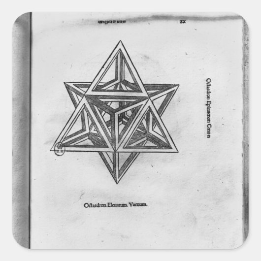 Stella octangula uit "De Divina Proportione" Vierkante Sticker (Voorkant)