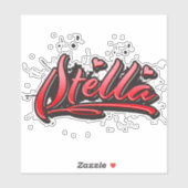 Stella red heart graffiti Autocollants (Feuille)