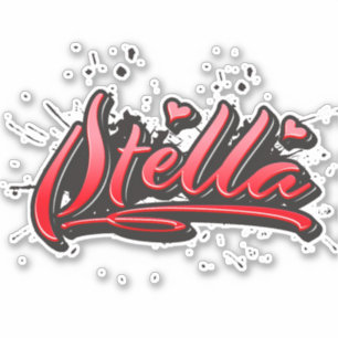 Stella red heart graffiti Autocollants