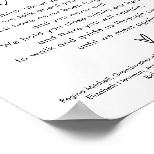 STELLA Trouwbord 'In Loving Memory' Poster (Hoek)