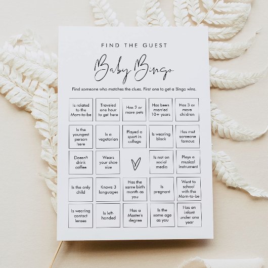 STELLA Vind de gast Baby Bingo Game Kaart