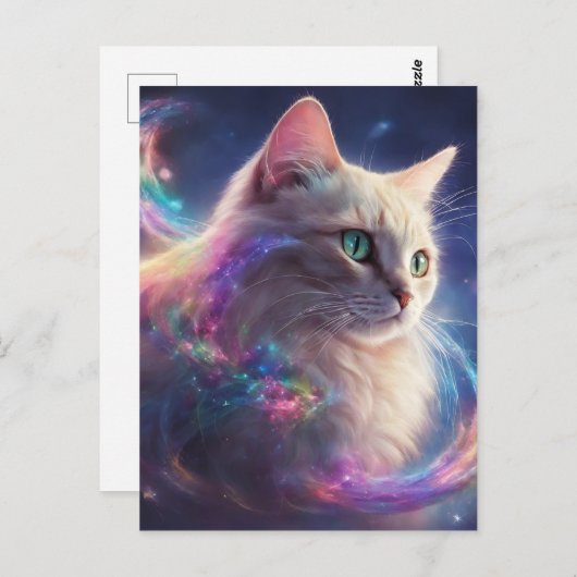 Stellair Kat- kosmische kattenkunst Briefkaart (Voorkant / Achterkant)