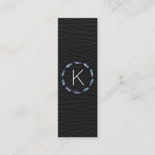 Stellair verlooppatroon met leder monogram mini visitekaartje
