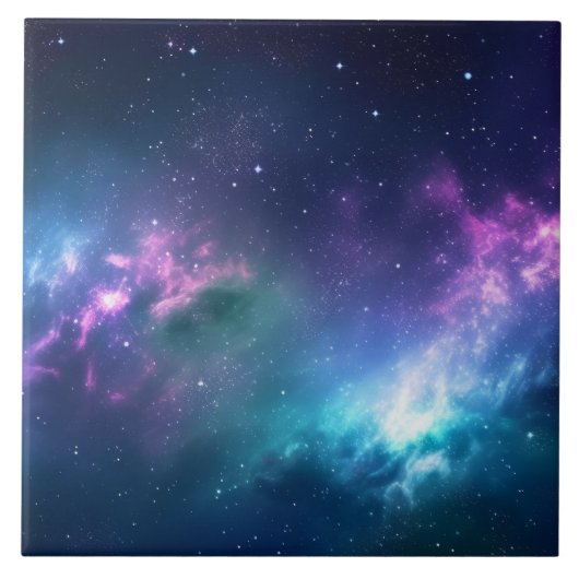 Stellaire verlichting: Nebula met gloeiende sterre Tegeltje (Voorkant)