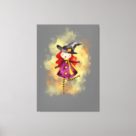 Stellalunarts Halloween Witch Cute Girl Canvas Afdruk