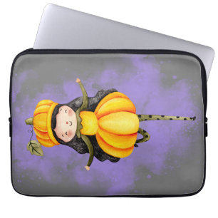 Stellalunarts Pompoen Halloween Schattig Meisje Laptop Sleeve