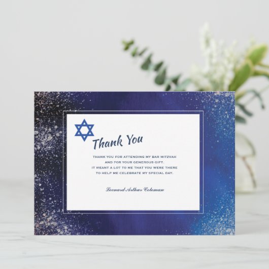 Stellar Night Bar Mitswa Dank u kaart (Staand voorkant)