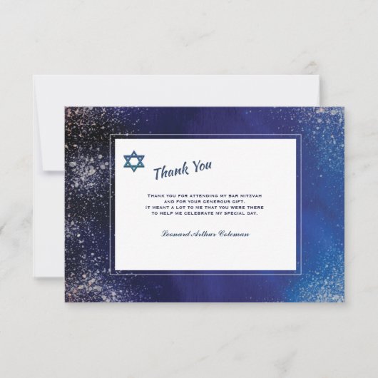 Stellar Night Bar Mitzvah Carte de remerciements (Devant)