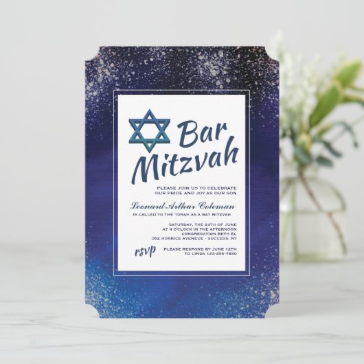 Stellar Night Bar Mitzvah Invitation (Debout devant)