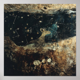 Stellar Stag: Celestial beeldspraak in aarden tint Poster