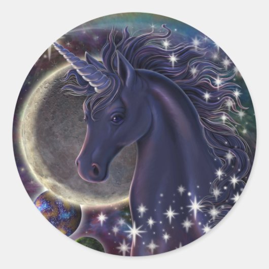 Stellar Unicorn Ronde Sticker (Voorkant)