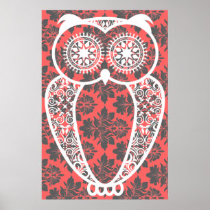 StellaRoot Hoot Owl Damask Print