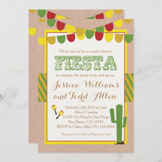 Stellen Trouwdouche Uitnodiging Fiesta (Voorkant / Achterkant)