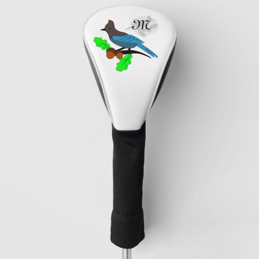 Steller Blue Jay Monogram Golfheadcover (Voorkant)