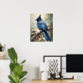 Steller's Jay Bird Art Print Poster (Bureau à domicile)