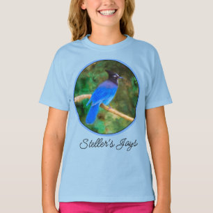 Steller's Jay Painting - T-shirt original d'art or