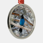 Steller's Jay Round Metalen Ornament (Rechts)