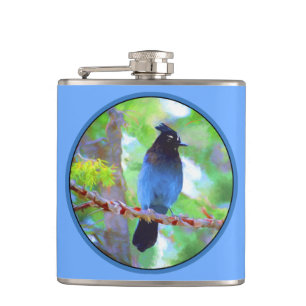 Stellers jay schilderen - Oorspronkelijke vogelkun Heupfles