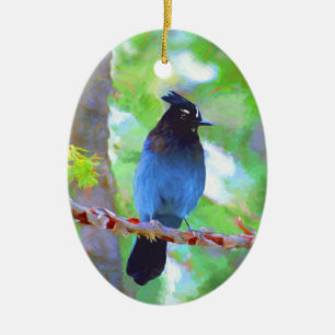 Stellers jay schilderen - Oorspronkelijke vogelkun Keramisch Ornament