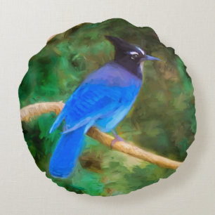 Stellers jay schilderen - Oorspronkelijke vogelkun Rond Kussen