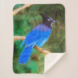 Stellers jay schilderen - Oorspronkelijke vogelkun Sherpa Deken