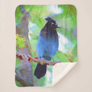 Stellers jay schilderen - Oorspronkelijke vogelkun Sherpa Deken