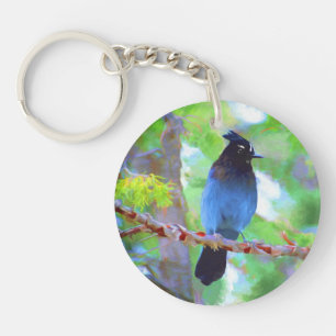 Stellers jay schilderen - Oorspronkelijke vogelkun Sleutelhanger