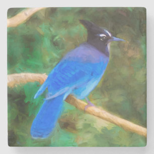 Stellers jay schilderen - Oorspronkelijke vogelkun Stenen Onderzetter