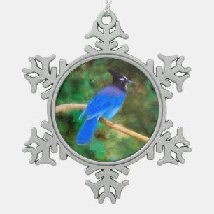 Stellers jay schilderen - Oorspronkelijke vogelkun Tin Sneeuwvlok Ornament