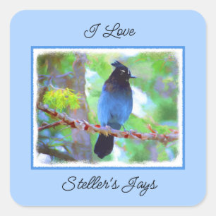 Stellers jay schilderen - Oorspronkelijke vogelkun Vierkante Sticker