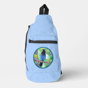 Steller's Jay Schilderij Originele Wild Bird Art Sling Bag