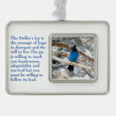 Steller's Jay Verzilverd Kader Ornament (Voorkant)