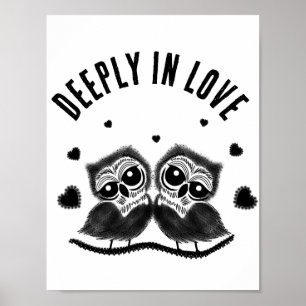 Stelletje schattige uilen poster