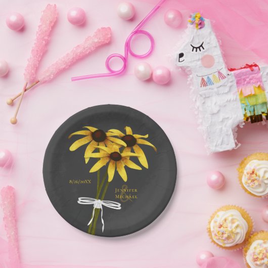 stelletje wilde bloemen Black Eyed Susan bruiloft Papieren Bordje (Feest)