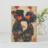 Stelletje zoent op Valentijnsdag Feestdagenkaart (Staand voorkant)