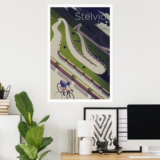 Stelvio - Affiche cycliste (Bureau à domicile)