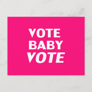 "Stem Baby Stem" hete roze, magenta, fuchsia, wit Briefkaart