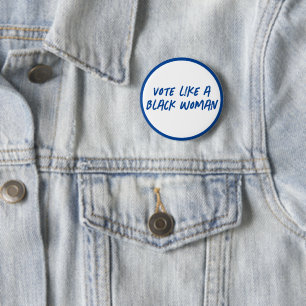 Stem Blauw 2024 als een zwarte vrouw Button