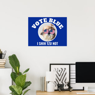 Stem blauw democraten VS vlag Shih Tzu Niet schatt Poster